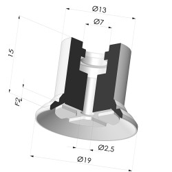 Ventosa Piatta Serie 7 Ø 19MM