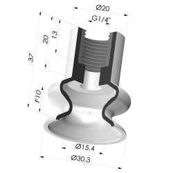 Ventosa 1.5 Soffietti Serie 8A Ø 30MM