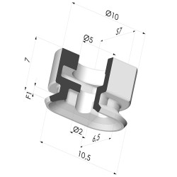 Ventosa Ovale Serie 4V 10.5x6.5MM