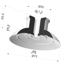 Ventosa Piatta Serie 7 Ø 75MM