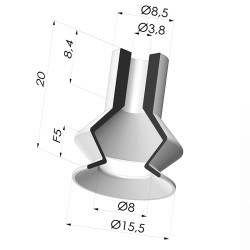 Ventosa 1.5 Soffietti Serie 8 Ø 16MM