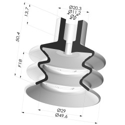 Ventosa 2.5 Soffietti Serie 8B Ø 50MM