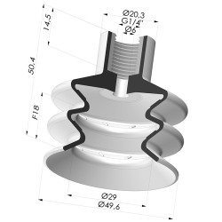 Ventosa 2.5 Soffietti Serie 8B Ø 50MM