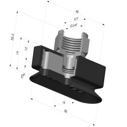 Ventosa Ovale Serie 4RP 50x16MM