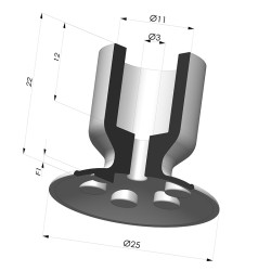 Ventosa Piatta Serie 370P Ø25MM