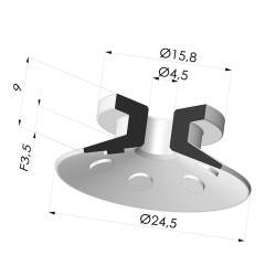 Ventosa Piatta Serie7 Ø 25MM