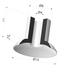 Ventosa Piatta Serie 5 Ø 15MM