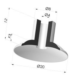 Ventosa Piatta Serie 5 Ø 20MM