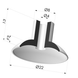 Ventosa Piatta Serie 5 Ø 22MM