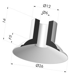 Ventosa Piatta Serie 5 Ø 26MM