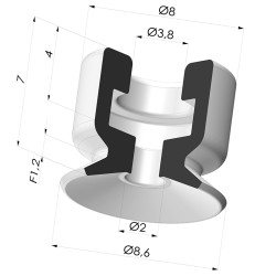 Ventosa Piatta Serie PFG Ø 8.6 mm