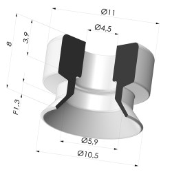 Ventosa Piatta Serie PFG Ø 10.5 mm