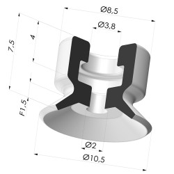 Ventosa Piatta Serie PFG Ø 10.5 mm