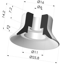 Ventosa Piatta Serie PFG Ø 25.8 mm