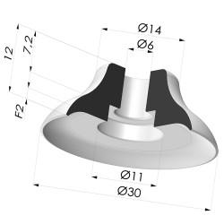 Ventosa Piatta Serie PFG Ø 30 mm
