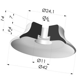 Ventosa Piatta Serie PFG Ø 42 mm