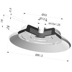 Ventosa Piatta Serie PFG Ø 81.5 mm
