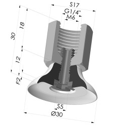 Ventosa Piatta Serie PFTF Ø 30 mm