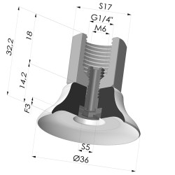 Ventosa Piatta Serie PFTF Ø 36 mm