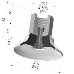 Ventosa Piatta Serie PFTF Ø 42 mm