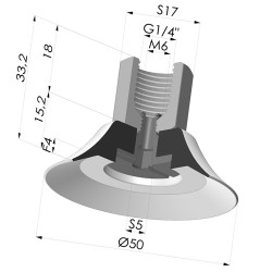 Ventosa Piatta Serie PFTF Ø 50 mm