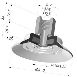 Ventosa Piatta Serie PFTF Ø 61.5 mm