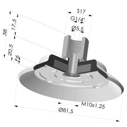 Ventosa Piatta Serie PFTF Ø 81.5 mm