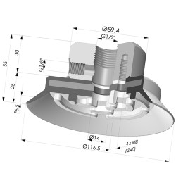 Ventosa Piatta Serie PFTF Ø 116.5 mm