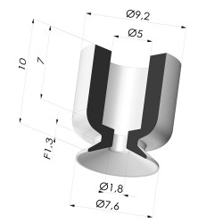 Ventosa Piatta Serie VPC Ø 7.6 MM