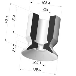 Ventosa Piatta Serie VPC Ø 9.6MM