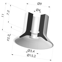 Ventosa Piatta Serie VPC Ø 15.2MM