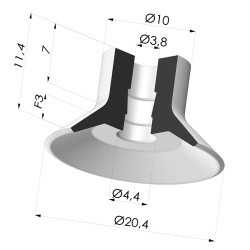 Ventosa Piatta Serie VPC Ø 20.4MM
