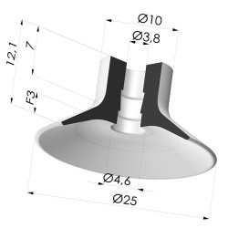 Ventosa Piatta Serie VPC Ø 25MM