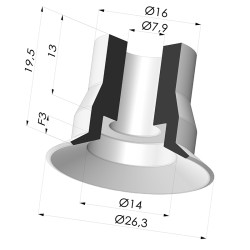Ventosa Piatta Serie VPC Ø 26.3MM
