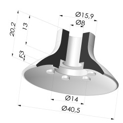 Ventosa Piatta Serie VPC Ø 40.5MM