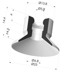 Ventosa Piatta Serie VCP Ø 23 mm