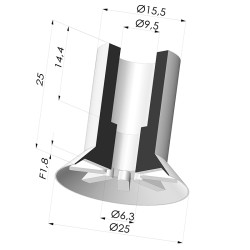 Ventosa Piatta Serie VCP Ø 25 mm