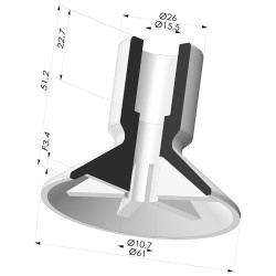 Ventosa Piatta VCP Ø 61 mm