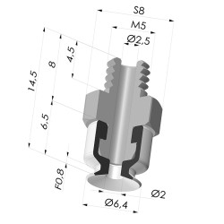 Ventosa Piatta Serie PFTM Ø 6.4 mm