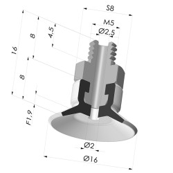 Ventosa Piatta Serie PFTM Ø 16 mm