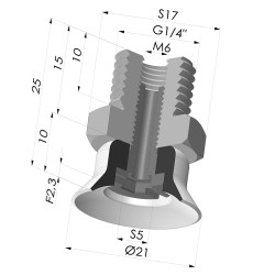 Ventosa Piatta Serie PFTM Ø 21 mm