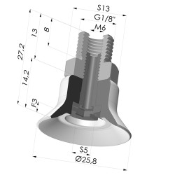 Ventosa Piatta Serie PFTM Ø 25.8 mm