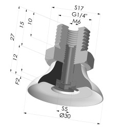 Ventosa Piatta Serie PFTM Ø 30 mm