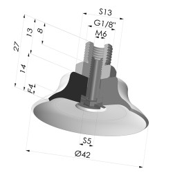 Ventosa Piatta Serie PFTM Ø 42 mm