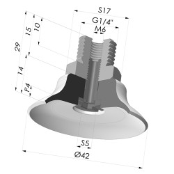 Ventosa Piatta Serie PFTM Ø 42 mm