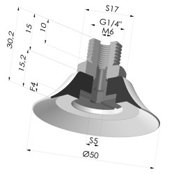Ventosa Piatta Serie PFTM Ø 50 mm