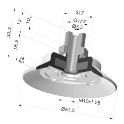 Ventosa Piatta Serie PFTM Ø 61.5 mm
