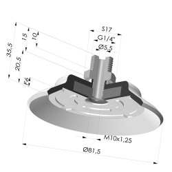 Ventosa Piatta Serie PFTM Ø 81.5 mm