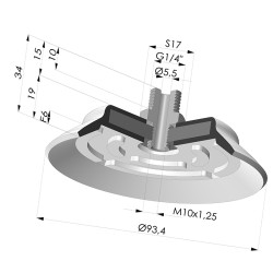 Ventosa Piatta Serie PFTM Ø 93.4 mm