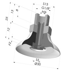 Ventosa Piatta Serie PFTM Ø 30 mm